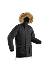 quechua - Parka turystyczna męska zimowa Quechua SH500 Ultra-Warm -20°C wodoodporna. Typ kołnierza: kołnierzyk stójkowy. Kolor: czarny. Materiał: futro, syntetyk. Sezon: zima