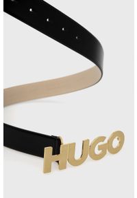 Hugo - HUGO pasek skórzany damski kolor czarny. Kolor: czarny. Materiał: skóra #2