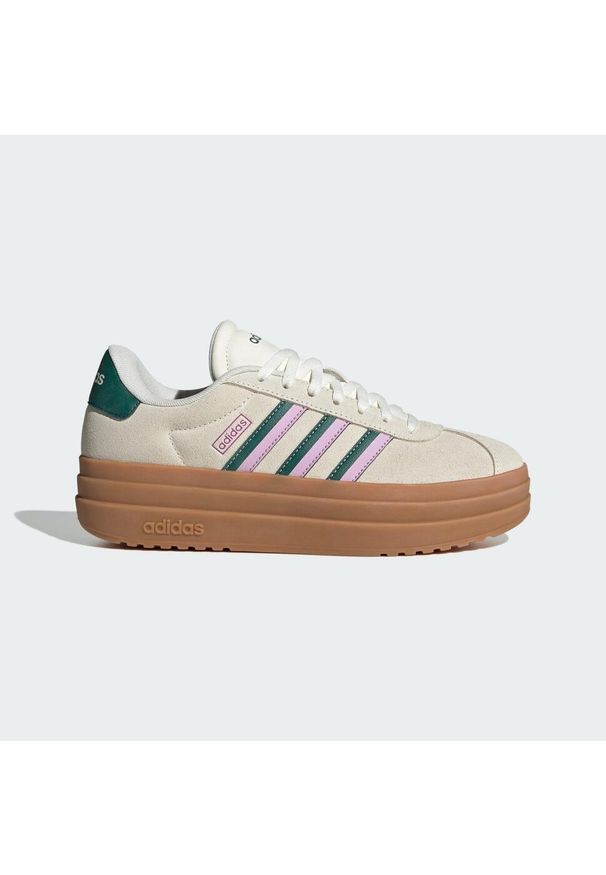 Adidas - Buty VL Court Bold. Kolor: różowy, biały, zielony, wielokolorowy. Obcas: na platformie. Sport: turystyka piesza