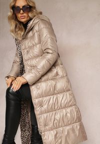 Renee - Beżowa Kurtka Phylenia. Kolor: beżowy. Długość: długie. Wzór: aplikacja. Styl: elegancki #4