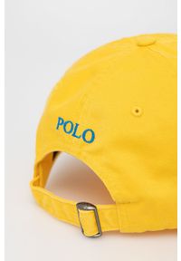 Polo Ralph Lauren czapka bawełniana 710667709080 kolor żółty z aplikacją. Kolor: żółty. Materiał: bawełna. Wzór: aplikacja #2