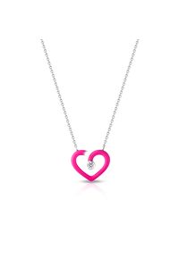 W.KRUK - Naszyjnik srebrny różowe serce. Materiał: srebrne. Kolor: różowy, wielokolorowy, srebrny #1