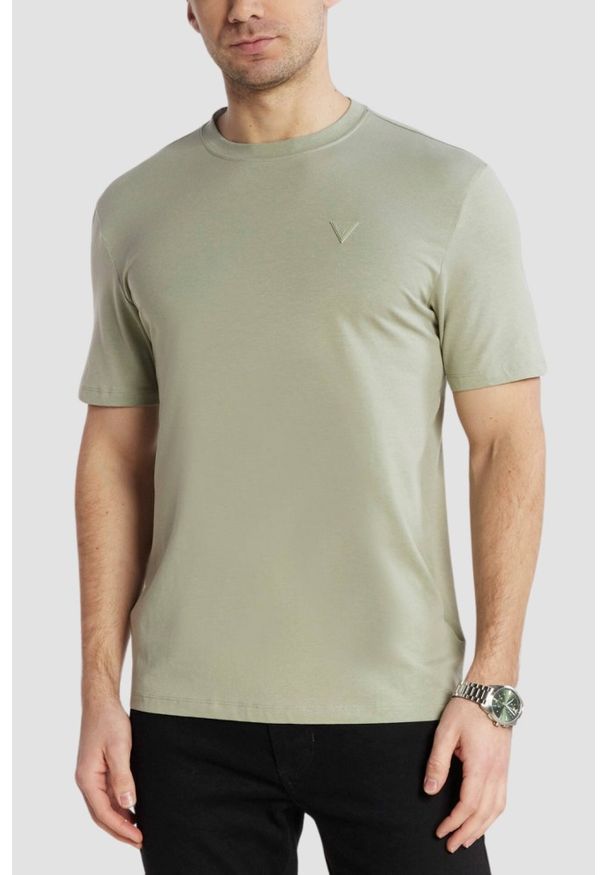 Guess - GUESS Zielony t-shirt męski Hedley. Kolor: zielony