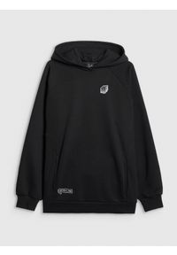 4f - 4F Bluza dresowa nierozpinana z kapturem męska - czarna XL. Typ kołnierza: kaptur. Kolor: czarny. Materiał: dresówka