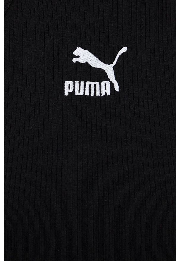 Puma sukienka 533453 kolor czarny mini dopasowana. Kolor: czarny. Materiał: dzianina. Typ sukienki: dopasowane. Długość: mini
