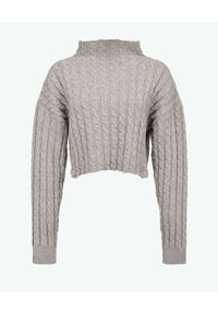 Pinko - PINKO - Szary sweter z ozdobnymi przetarciami. Kolor: szary. Materiał: materiał