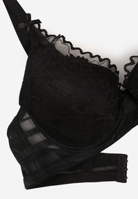 Born2be - Czarny Biustonosz Koronkowy z Kokardkami Themikaia. Kolor: czarny. Materiał: koronka #3