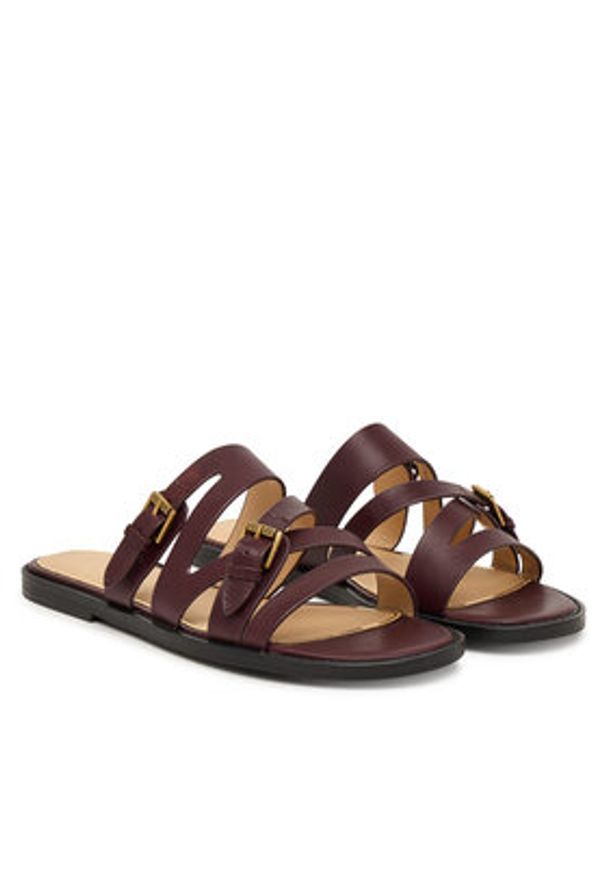 Guess Klapki FLJGRY LEA03 Bordowy. Kolor: czerwony. Materiał: skóra