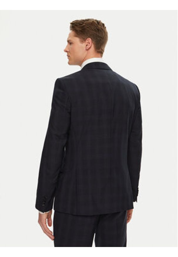 BOSS Garnitur 50538032 Granatowy Slim Fit. Kolor: niebieski. Materiał: wełna