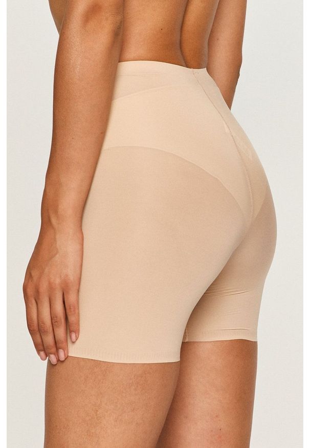 Spanx - Szorty modelujące Thinstincts Targeted. Kolor: beżowy. Materiał: satyna, materiał. Wzór: ze splotem