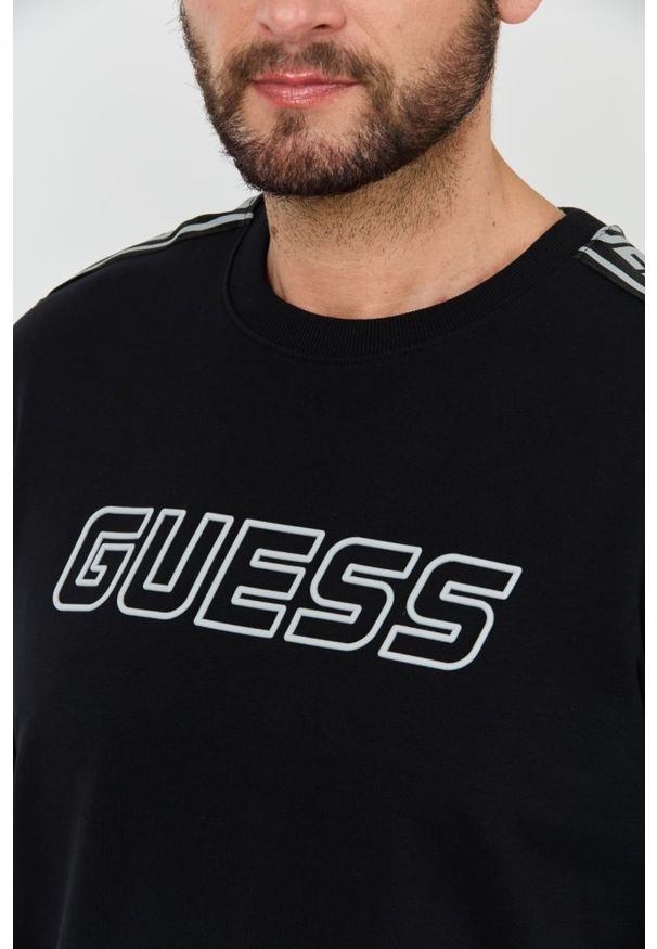 Guess - GUESS Czarna męska bluza z lampasami Arlo, Rozmiar XXL. Kolor: czarny