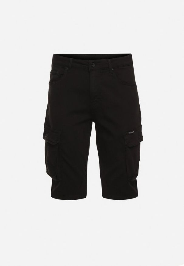 Born2be - Czarne Szorty Bawełniane przed Kolano z Kieszeniami na Klapy Glicilla. Okazja: na co dzień. Kolor: czarny. Materiał: bawełna. Styl: casual