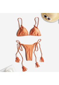 Intica - Bikini ze sznureczkami na plażę i basen Izeta. Kolor: pomarańczowy. Materiał: materiał