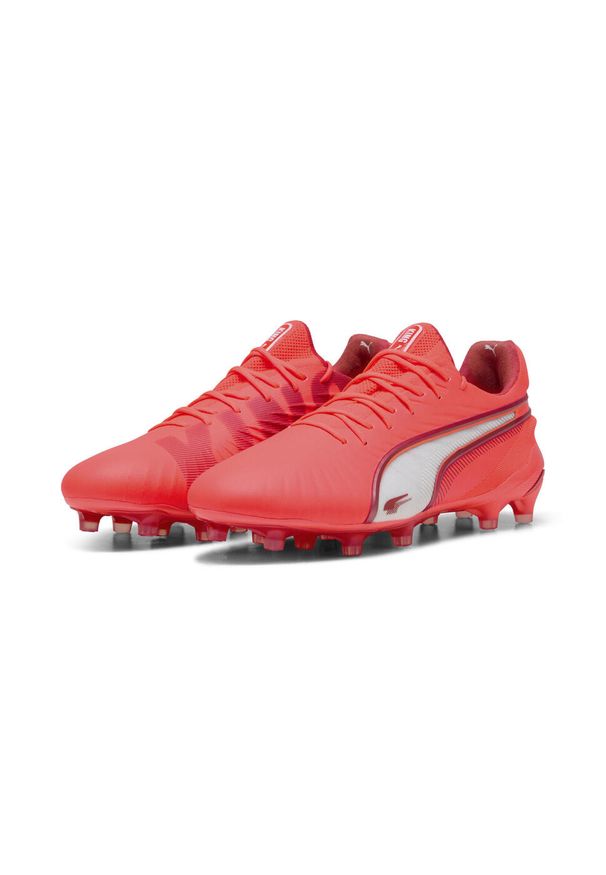 Puma - Buty piłkarskie KING ULTIMATE FG/AG PUMA Glowing Red White Fire. Kolor: biały, czerwony, wielokolorowy. Materiał: materiał, syntetyk. Sport: piłka nożna