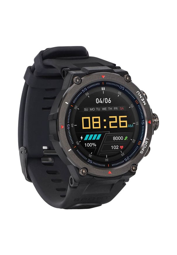 GARETT - Garett GRS Pro czarny. Rodzaj zegarka: smartwatch. Kolor: czarny. Styl: sportowy, militarny