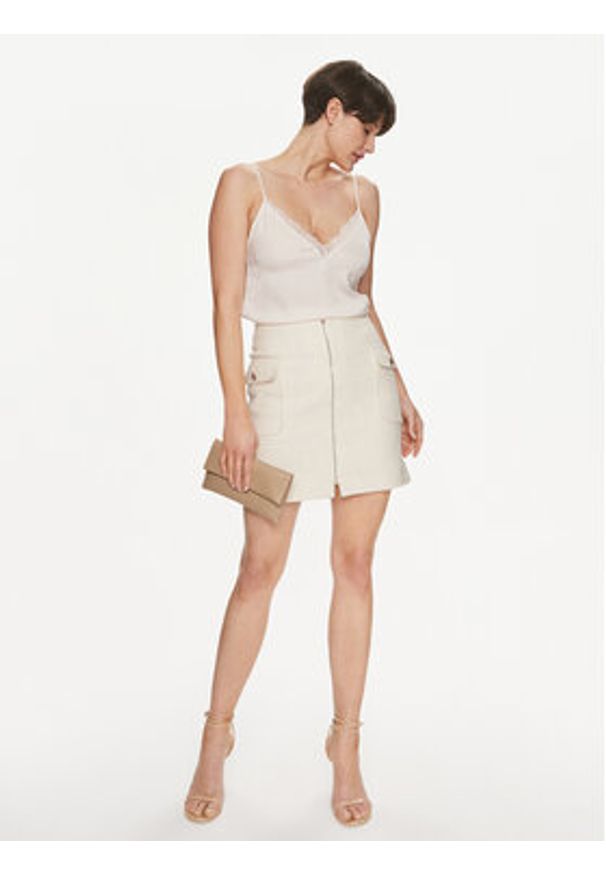 Morgan Spódnica mini 241-JZIP.F Beżowy Regular Fit. Kolor: beżowy. Materiał: bawełna