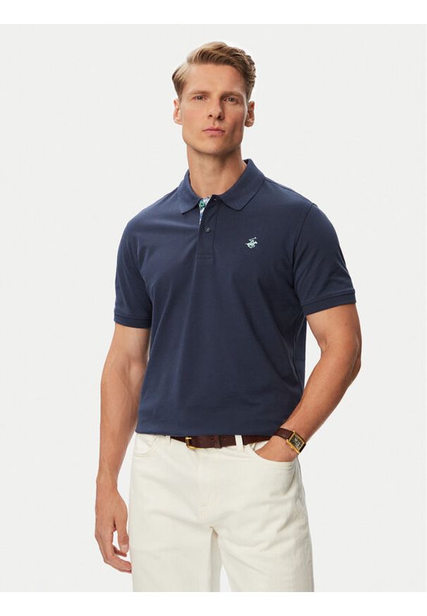 Beverly Hills Polo Club Polo P-SS26M-P450106BLU Granatowy Regular Fit. Typ kołnierza: polo. Kolor: niebieski. Materiał: bawełna