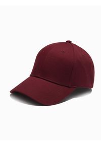 Ombre Clothing - Męska jednokolorowa czapka z daszkiem bejsbolówka – bordowa V3. Kolor: czerwony. Materiał: bawełna. Wzór: ze splotem. Styl: klasyczny, sportowy, casual
