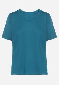 Born2be - Ciemnozielony Bawełniany Klasyczny T-shirt Fevarene. Kolor: zielony. Materiał: bawełna. Styl: klasyczny #4