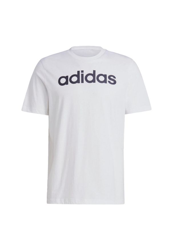 Adidas - Essentials Single Jersey Linear Embroidered Logo Tee. Kolor: biały, wielokolorowy, czarny. Materiał: jersey