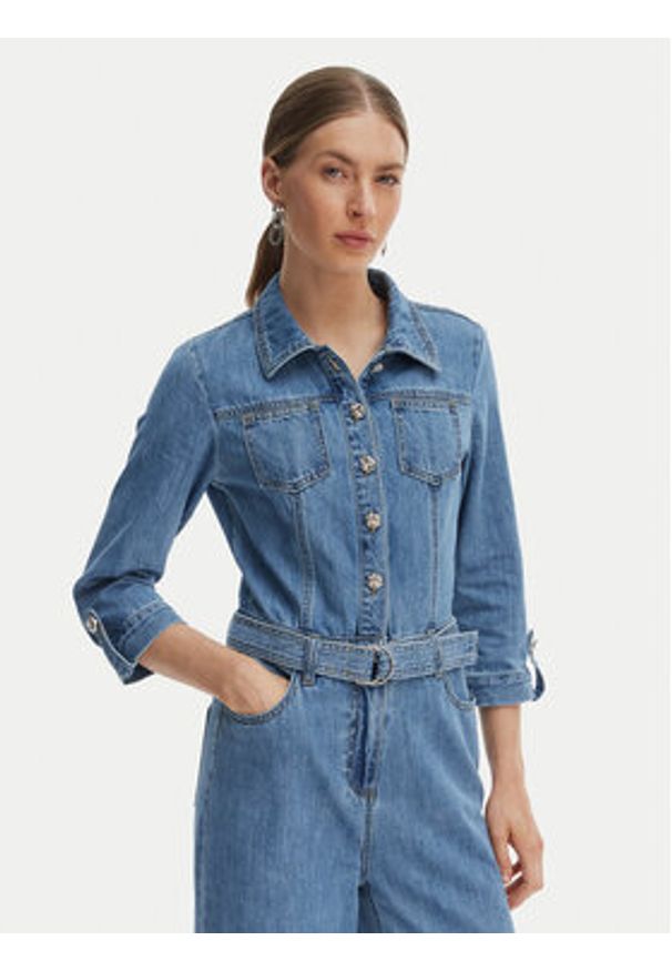 Morgan Kombinezon 261-PIMA Niebieski Wide Leg. Kolor: niebieski. Materiał: bawełna