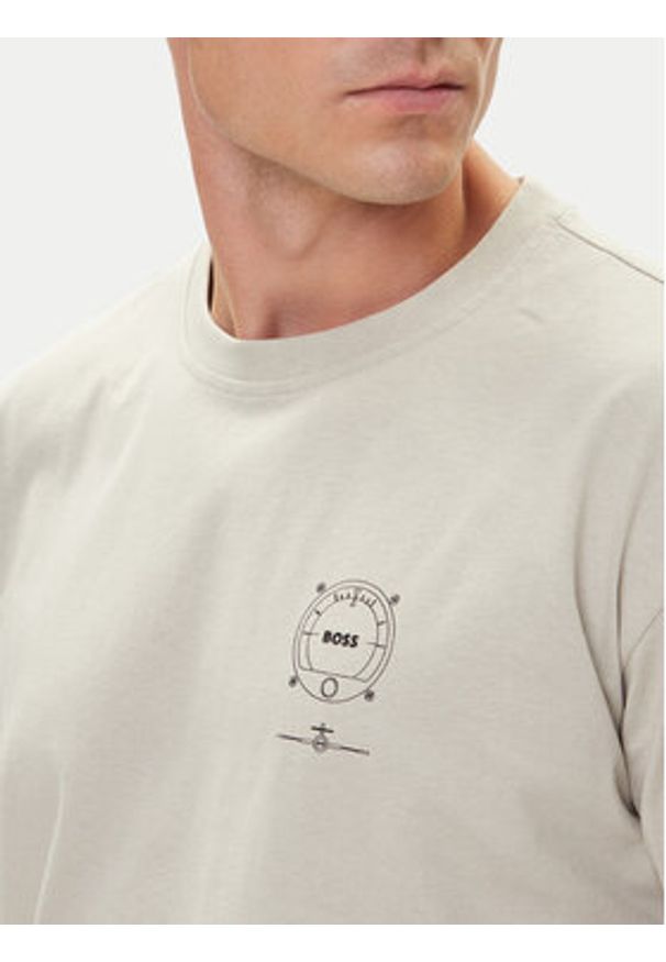 BOSS T-Shirt Te_Voyage 50546370 Beżowy Relaxed Fit. Kolor: beżowy. Materiał: bawełna