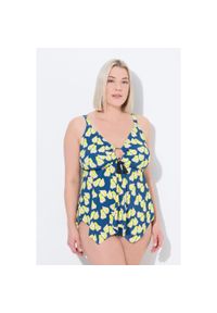 ULLA POPKEN - Damskie Tankini miękkie miseczki ramiączka z regulacją z recyklingu. Kolekcja: plus size. Kolor: niebieski. Materiał: poliester, elastan, poliamid, materiał