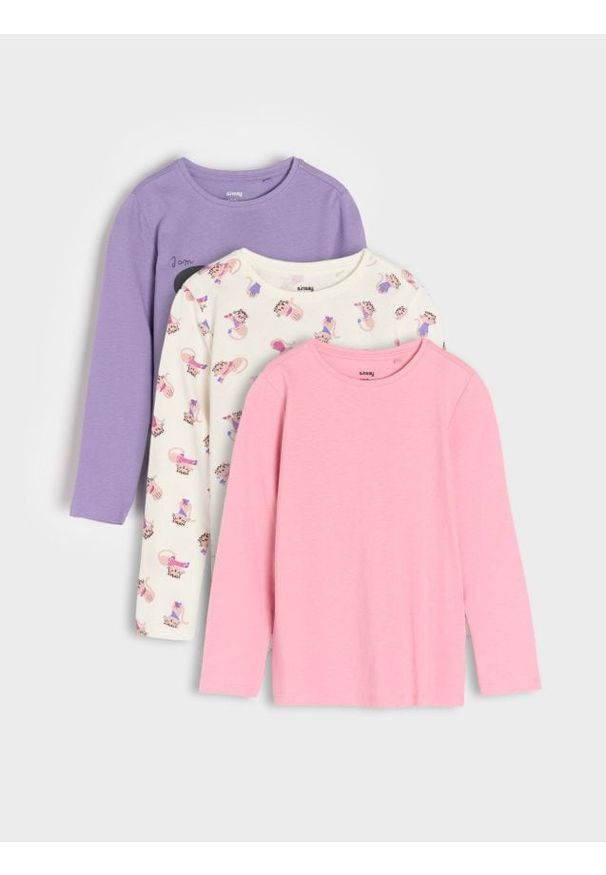 Sinsay - Koszulka z długimi rękawami 3 pack - wielobarwny. Długość rękawa: długi rękaw. Długość: długie