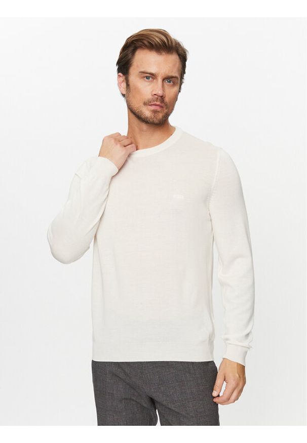 BOSS - Boss Sweter Botto-L 50476364 Écru Regular Fit. Materiał: wełna