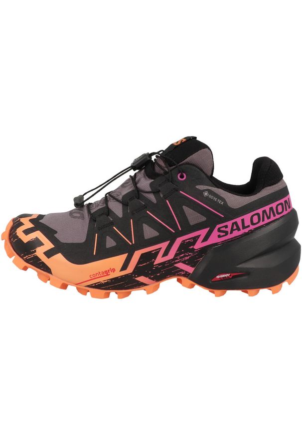 salomon - Buty do biegania damskie Salomon Speedcross 6 Gtx Gore-tex. Kolor: szary. Materiał: materiał. Szerokość cholewki: normalna. Technologia: Gore-Tex. Model: Salomon Speedcross