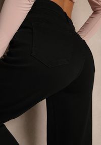 Renee - Czarne Jeansy High Waist z Szeroką Nogawką Riloresa. Okazja: na co dzień, na spacer. Stan: podwyższony. Kolor: czarny. Styl: klasyczny, wizytowy, casual #5
