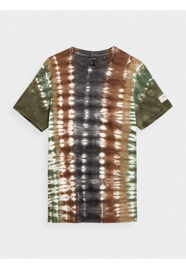 outhorn - T-shirt tie-dye męski. Okazja: na co dzień. Materiał: bawełna, jersey. Wzór: aplikacja. Styl: sportowy, casual