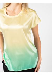 Pinko Bluzka "Farisa 4" | 1G1752 ZR64 | Kobieta | Zielony, Żółty. Okazja: na co dzień. Kolor: zielony, wielokolorowy, żółty. Materiał: jedwab, elastan. Długość rękawa: krótki rękaw. Długość: krótkie. Styl: casual #2