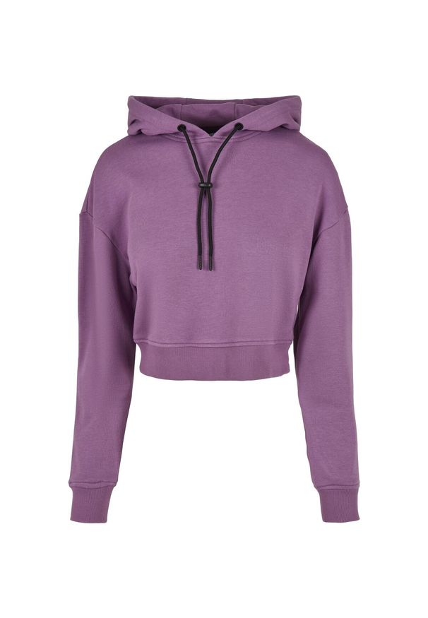 Bluza damska z kapturem Urban Classics krótka terry-Duże rozmiary. Typ kołnierza: kaptur. Kolor: fioletowy. Długość: krótkie