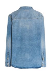 Balmain - BALMAIN - Jeansowa koszula z logowanymi guzikami. Kolor: niebieski. Materiał: jeans