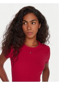 Tommy Jeans T-Shirt Essential DW0DW17383 Różowy Slim Fit. Kolor: różowy. Materiał: bawełna #5