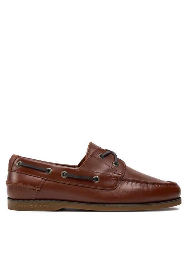 TOMMY HILFIGER - Tommy Hilfiger Półbuty Th Boat Shoe Core Leather FM0FM04506 Brązowy. Kolor: brązowy. Materiał: skóra