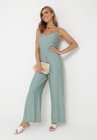 Born2be - Zielony Kombinezon na Cienkich Ramiączkach z Kieszeniami Zindia. Kolor: zielony. Długość rękawa: na ramiączkach #5