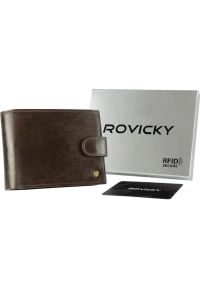 ROVICKY - Portfel męski skórzany RFID c.brąz Rovicky N61L-RVT-3203. Kolor: brązowy. Materiał: skóra. Wzór: gładki #1