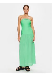 Karl Lagerfeld - KARL LAGERFELD Sukienka letnia Straples Beach Dress 231W2206 Zielony Regular Fit. Typ kołnierza: dekolt w karo. Kolor: zielony. Materiał: syntetyk. Sezon: lato #1