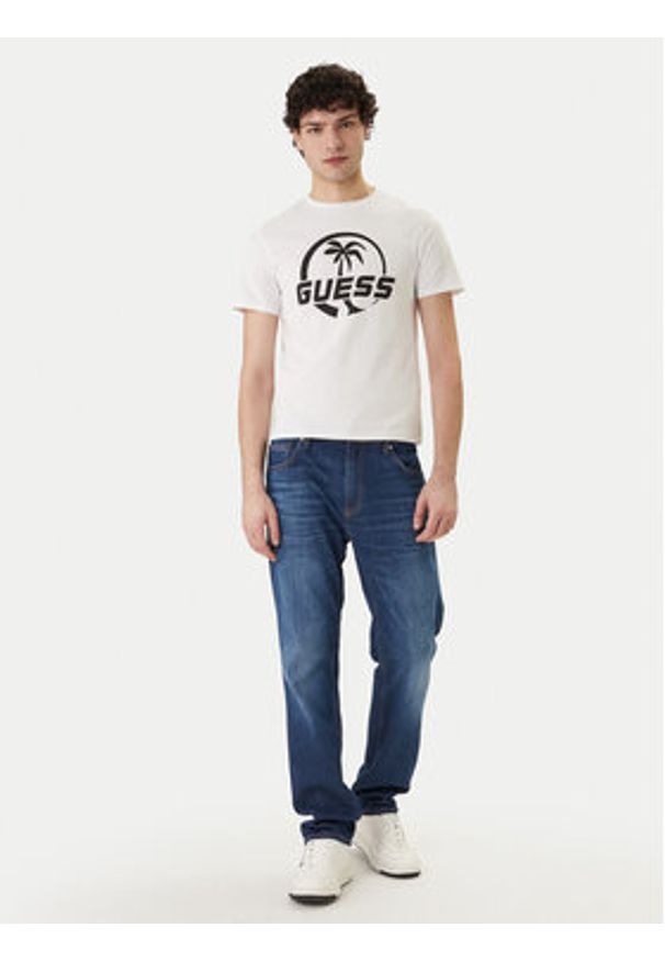 Guess T-Shirt F6GI00 J1314 Biały Slim Fit. Kolor: biały. Materiał: bawełna
