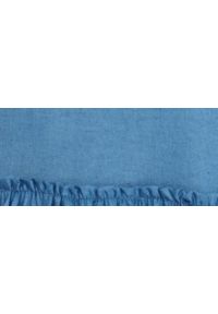 DRYWASH - Krótka sukienka z falbanami. Typ kołnierza: dekolt w serek. Kolor: niebieski. Materiał: len, tkanina. Długość rękawa: na ramiączkach. Sezon: lato. Styl: wakacyjny. Długość: mini #6