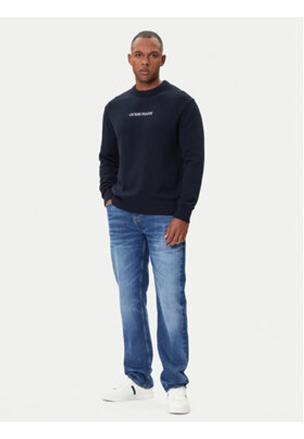 Guess Jeans Sweter M4BR31 Z3HM1 Granatowy Regular Fit. Kolor: niebieski. Materiał: bawełna
