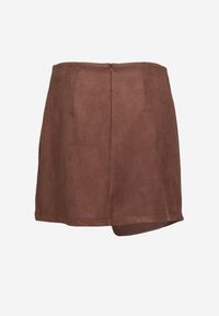 Renee - Brązowa Trapezowa Spódnica o Kopertowym Kroju z Guzikami Ilaraeth. Okazja: na co dzień. Kolor: brązowy. Styl: casual, elegancki, klasyczny #7