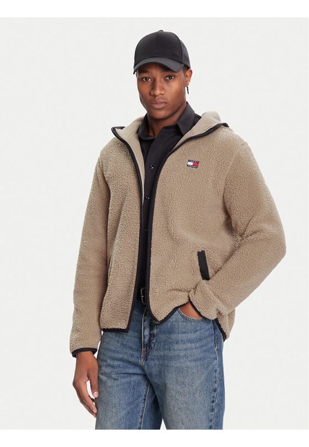 Tommy Jeans Bluza DM0DM19224 Beżowy Regular Fit. Kolor: beżowy. Materiał: syntetyk