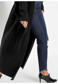 Długi sweter wiązany bonprix czarny. Kolor: czarny. Materiał: poliester, materiał, elastan, akryl. Długość: długie #4