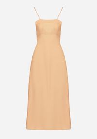 Born2be - Pomarańczowa Rozkloszowana Sukienka z Wiskozą Meravela. Okazja: na co dzień. Kolor: pomarańczowy. Materiał: wiskoza. Długość rękawa: na ramiączkach. Styl: casual, elegancki #7