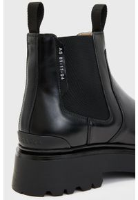 AllSaints sztyblety skórzane Arlo Arlo damskie kolor czarny na platformie WF580X. Nosek buta: okrągły. Kolor: czarny. Materiał: skóra. Obcas: na platformie #5