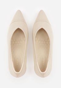 Renee - Beżowe Dzianinowe Szpilki VICES z Wkładką Soft-Pillow i Miękkim Zapiętkiem Thene. Nosek buta: szpiczasty. Kolor: beżowy. Materiał: dzianina. Szerokość cholewki: normalna. Obcas: na szpilce. Styl: klasyczny. Wysokość obcasa: średni #10