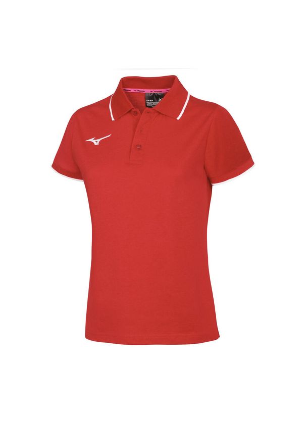 Damska koszulka polo Mizuno Training. Typ kołnierza: polo. Kolor: czerwony, wielokolorowy, biały